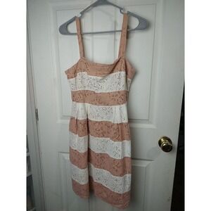 Loft Striped Lace Knee Length Tank Dress. Size 6
